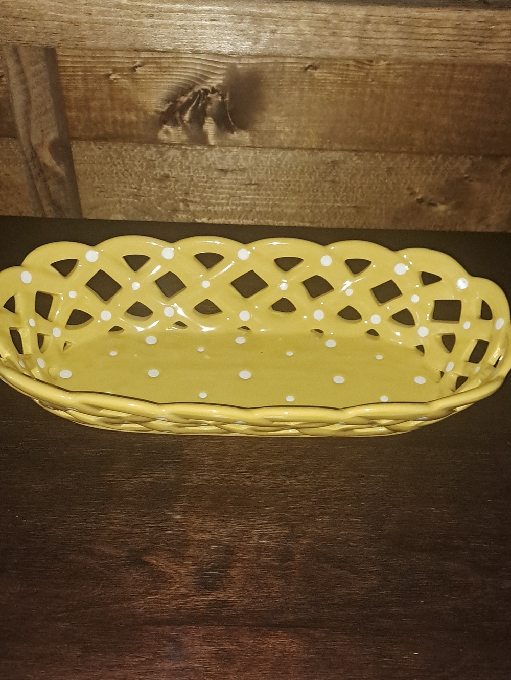 Temp-Tations Yellow and White Polka Dot Ovenware